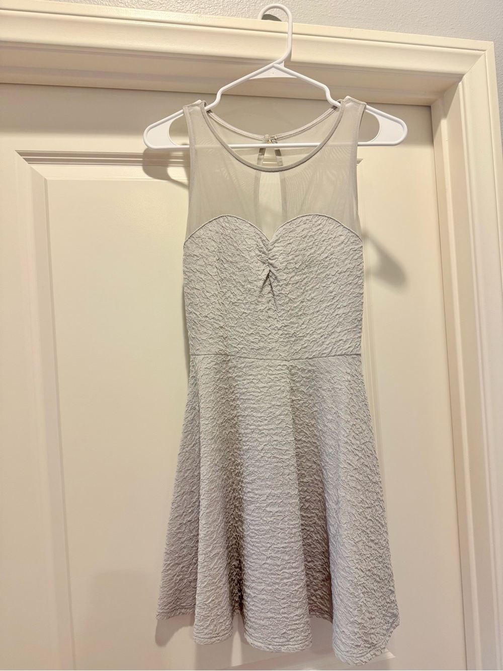 GUESS by Marciano XS Ivory Textured Fit & Flare Dress Sheer Mesh